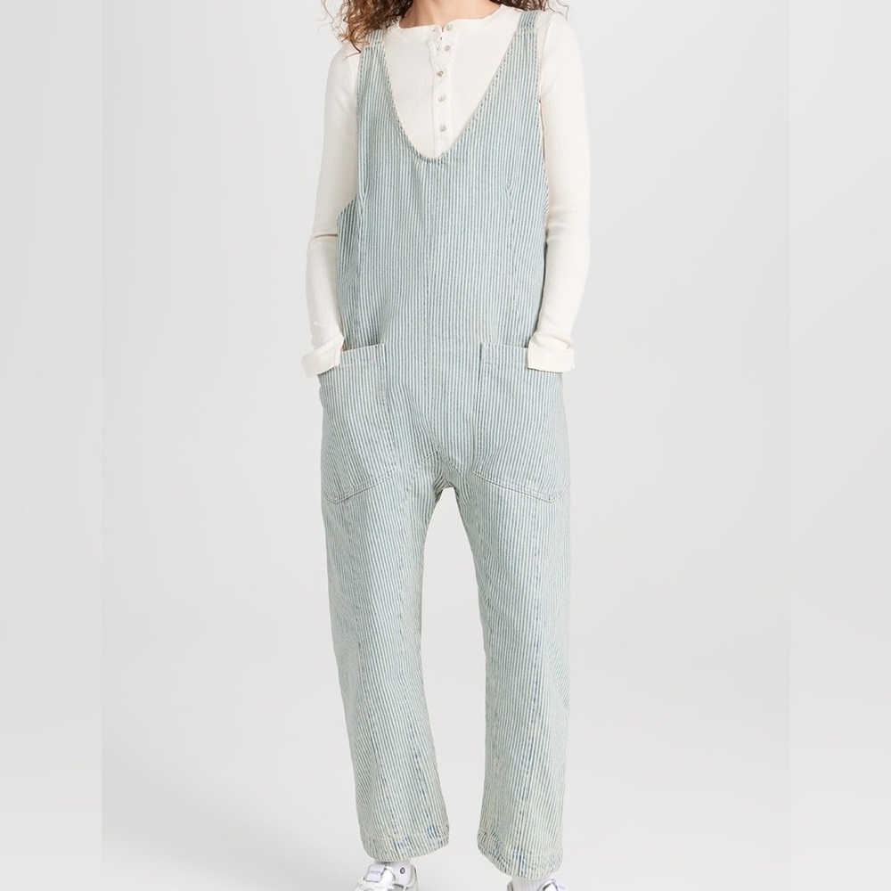 Striped Overalls with White Long Sleeve Top